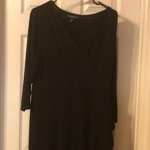 Black V neck faux wrap dress